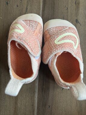 Nike Peach Knit Slip-On Baby Sneakers with Cream Accent